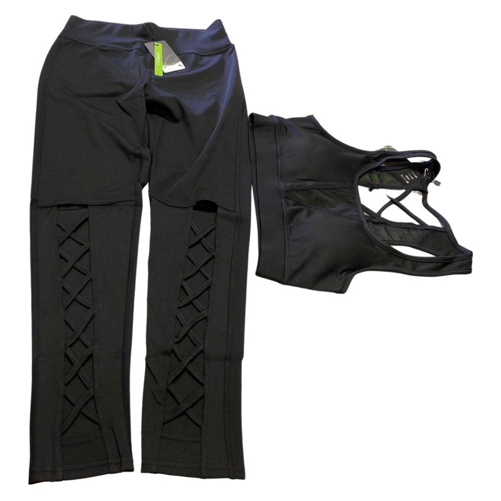 BELLEZIVA Women Two Pieces Yoga Bra & Legging Set Black